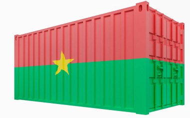 Burkina Faso Bayraklı Kargo Konteyner3d İllüstrasyon