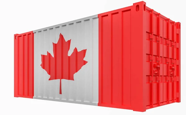 3D illustratie van cargo container met Canada vlag — Stockfoto