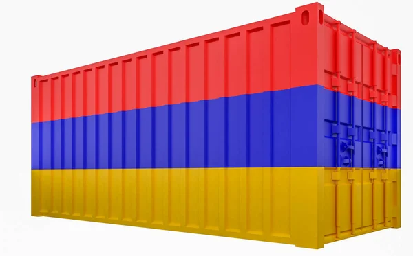 3D Illustration of Cargo Container with Armenia Flag — Stock Photo, Image