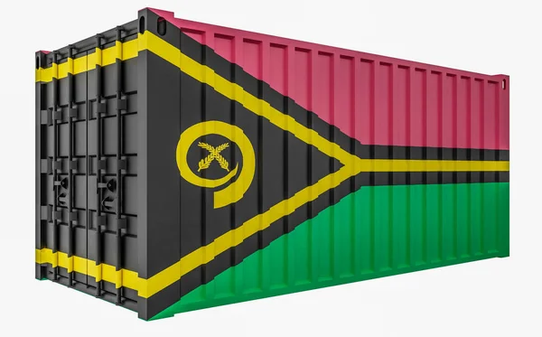 Illustration 3D du conteneur de fret avec drapeau Vanuatu — Photo