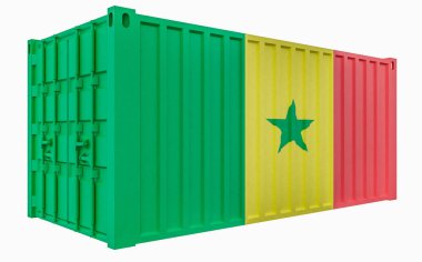 Senegal Bayraklı Kargo Konteyner3d İllüstrasyon