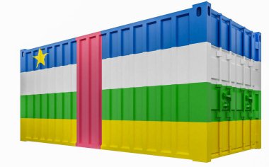 Orta Afrika Cumhuriyeti Bayrağı ile Kargo Konteyner 3d İllüstrasyon