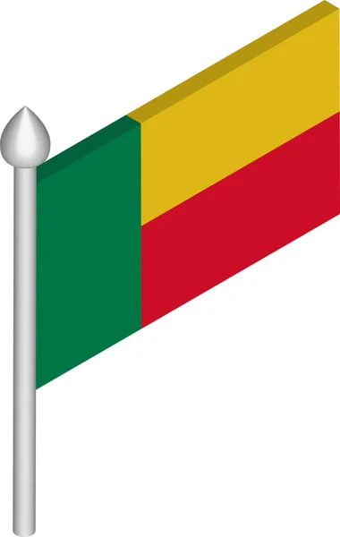 Vector isometrische illustratie van vlaggenmast met Benin vlag — Stockvector