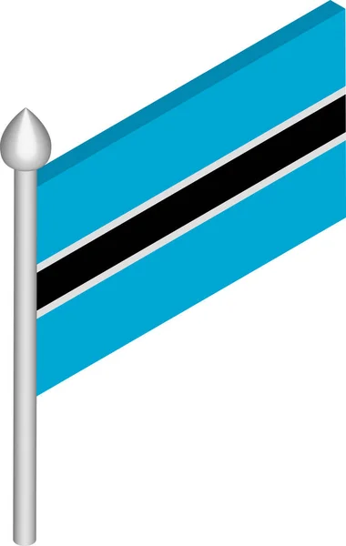 Ilustración isométrica vectorial del asta de la bandera con bandera de Botswana — Vector de stock