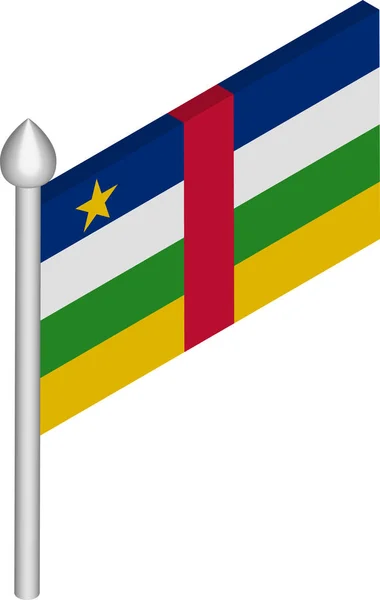 Wektor izometryczny ilustracja Flagpole z flagą Republiki Środkowoafrykańskiej — Wektor stockowy