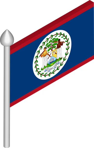 Wektor izometryczny ilustracja Flagpole z Belize flag — Wektor stockowy