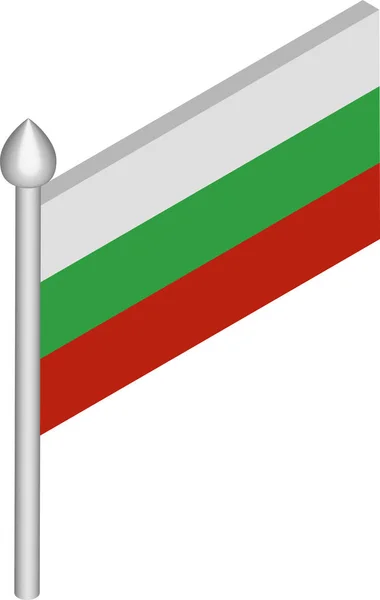 Wektor izometryczny ilustracja Flagpole z flagą Bułgarii — Wektor stockowy