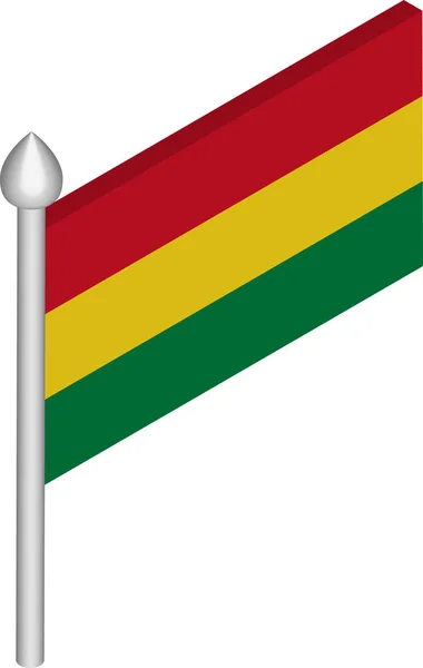 Vector isometrische illustratie van vlaggenmast met vlag van Bolivia — Stockvector