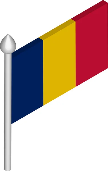 Ισομετρική απεικόνιση του κοντάρι της σημαίας με τη σημαία του Τσαντ — Διανυσματικό Αρχείο