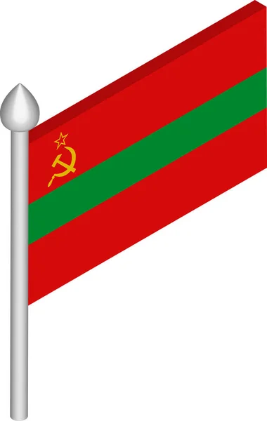 Ilustración isométrica vectorial del asta de la bandera con bandera de Transnistria — Vector de stock