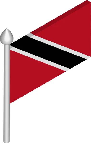 Vector Isometric Illustration of Flagpole with Trinidad and Tobago Flag — Stock Vector