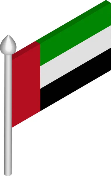 Vector isometrische illustratie van vlaggenmast met de vlag van de Verenigde Arabische Emiraten — Stockvector