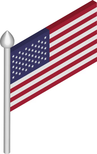 Vektor Isometric Illustration of Flagpole with United States Flag - Stok Vektor