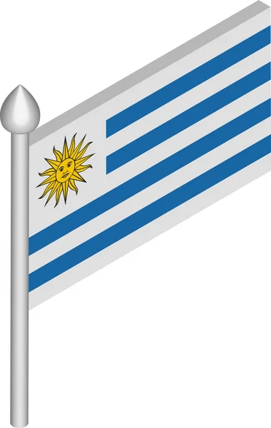 Ilustração Isométrica do Vetor de Flagpole com Bandeira do Uruguai — Vetor de Stock