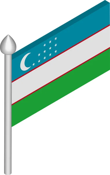 Illustration vectorielle isométrique de Flagpole avec drapeau de l'Ouzbékistan — Image vectorielle