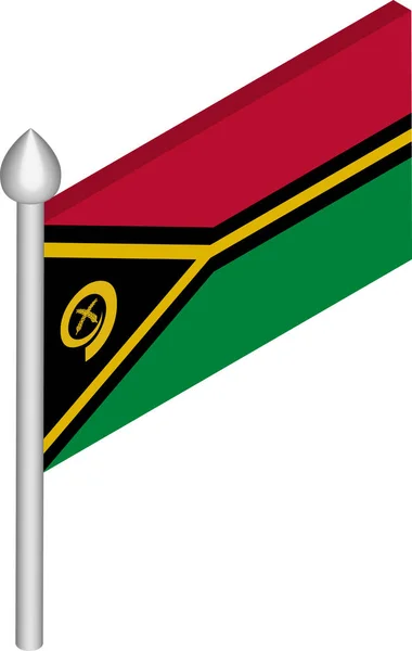 Vector Isometric Illustration of Flagpole with Vanuatu Flag — Stock Vector
