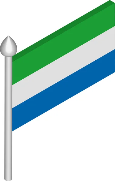 Illustration vectorielle isométrique de Flagpole avec drapeau de Sierra Leone — Image vectorielle