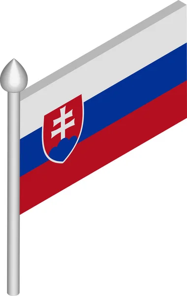 Vektorisometrische Darstellung des Fahnenmastes mit slowakischer Flagge — Stockvektor