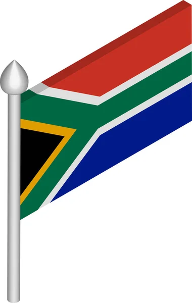 Vektor Isometric Illustration of Flagpole with South Africa Flag - Stok Vektor