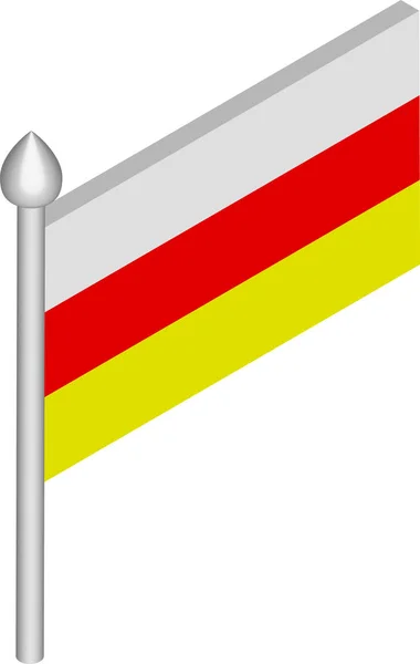 Vektor Isometric Illustration of Flagpole with South Ossetia Flag - Stok Vektor