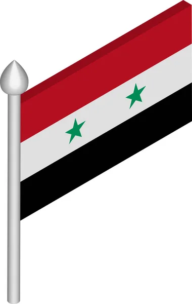 Ilustración isométrica vectorial del asta de la bandera con bandera de Siria — Archivo Imágenes Vectoriales