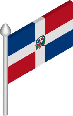 Dominik Cumhuriyeti Bayrağı ile Bayrak Direğinin Vektör Biyometrik İllüstrasyonu