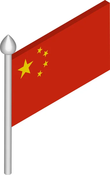 Vektor isometrisk illustration av flaggstång med Kina flagga — Stock vektor