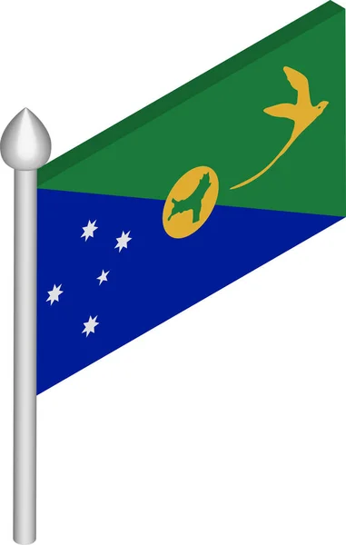 Ilustração Isométrica do Vetor de Flagpole com Bandeira da Ilha Christmas — Vetor de Stock