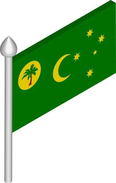 Vektorová izometrická ilustrace vlajkové dlaždice s kokosovými ostrovy vlajka — Stockový vektor