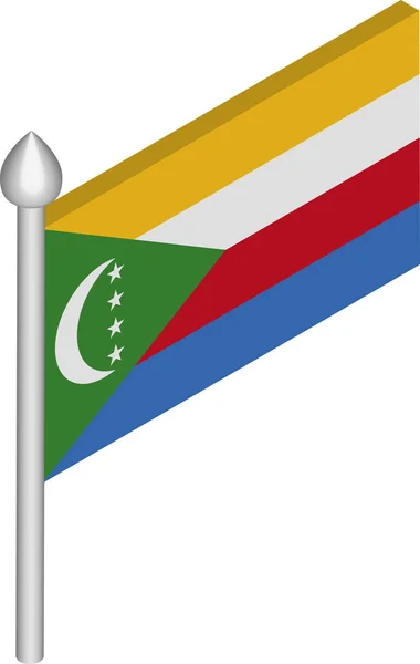 Vektor isometrisk illustration av flaggstång med Komorerna flagga — Stock vektor