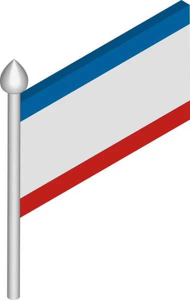 Ilustración isométrica vectorial del asta de la bandera con bandera de Crimea — Vector de stock