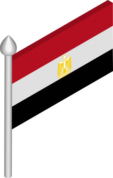 Ilustración isométrica vectorial del asta de la bandera con bandera de Egipto — Vector de stock