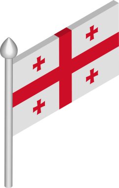 Gürcistan Bayrağı ile Bayrak Direğinin Vektör Biyometrik İllüstrasyonu