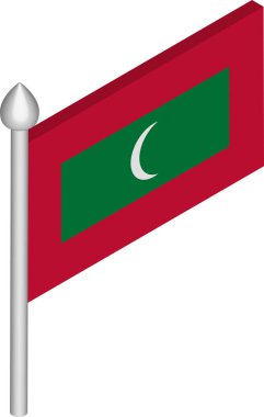 Vektör Biyometrik İllüstrasyon Maldivler Bayrağı ile Bayrak Direği