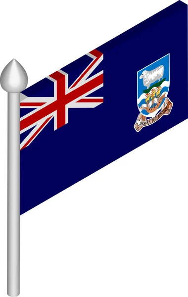 Vektor isometrisk illustration av flaggstång med Falklandsöarnas flagga — Stock vektor