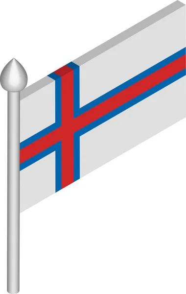 Ilustración isométrica vectorial del asta de la bandera con bandera de las Islas Feroe — Vector de stock