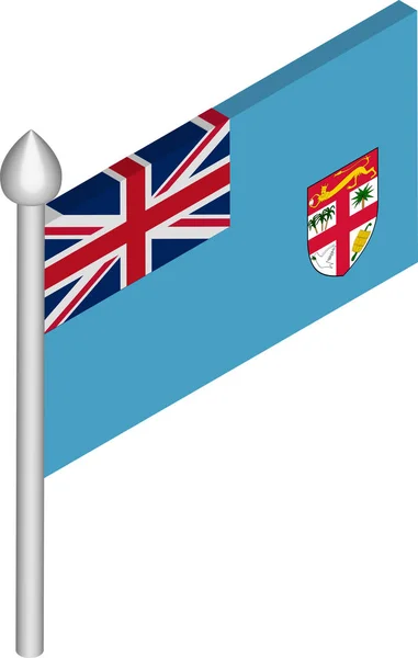 Vector isometrische illustratie van vlaggenmast met Fiji vlag — Stockvector