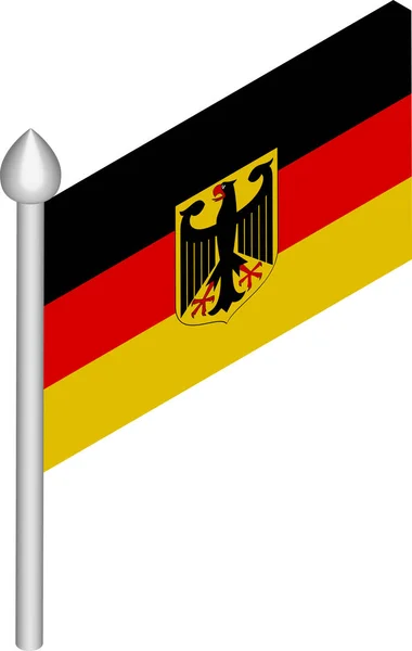 Ilustración isométrica vectorial del asta de la bandera con bandera de Alemania — Vector de stock