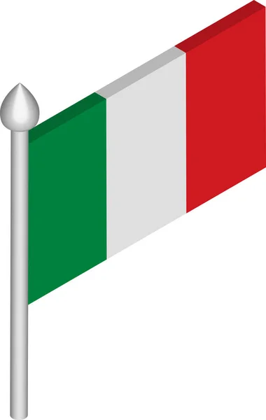 Vector Isometric Illustration of Flagpole with Italy Flag — Stock Vector