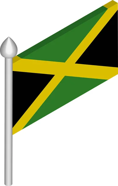 Ilustración isométrica vectorial del asta de la bandera con bandera de Jamaica — Vector de stock