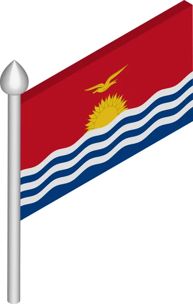 Ilustración isométrica vectorial del asta de la bandera con bandera de Kiribati — Vector de stock