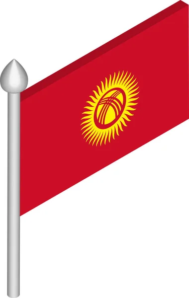 Illustration vectorielle isométrique de Flagpole avec drapeau kirghize — Image vectorielle