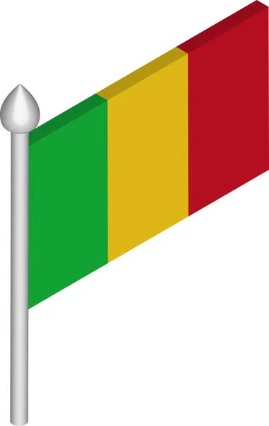 Illustration vectorielle isométrique de Flagpole avec drapeau du Mali — Image vectorielle