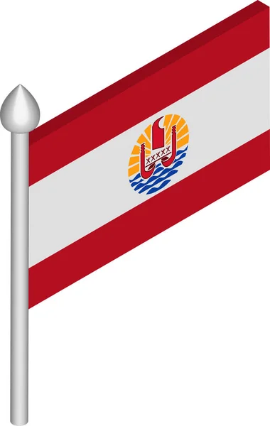Vector isometrische illustratie van vlaggenmast met Frans-Polynesië vlag — Stockvector