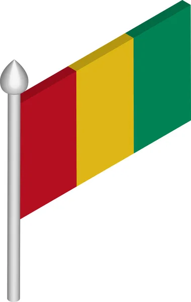 Illustration vectorielle isométrique de Flagpole avec drapeau guinéen — Image vectorielle