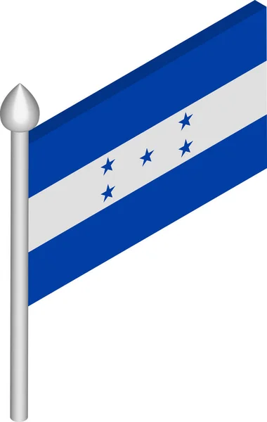 Ilustração Isométrica do Vetor de Flagpole com Bandeira de Honduras —  Vetores de Stock