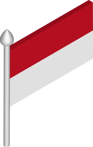 Vektor Isometric Illustration of Flagpole with Indonesia Flag - Stok Vektor