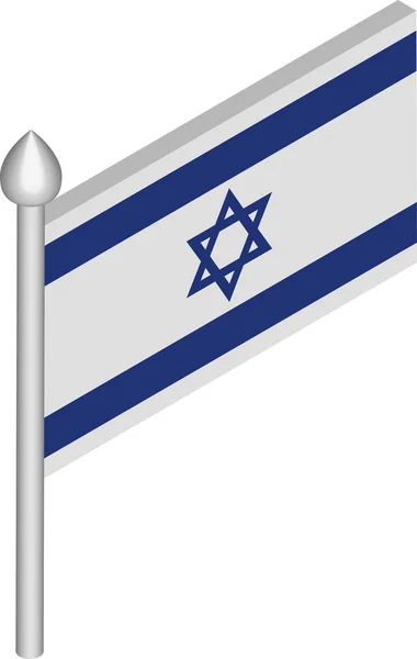 Ilustración isométrica vectorial del asta de la bandera con bandera de Israel — Archivo Imágenes Vectoriales