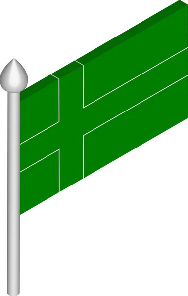 Ilustración isométrica vectorial del asta de la bandera con bandera de Ladonia — Vector de stock