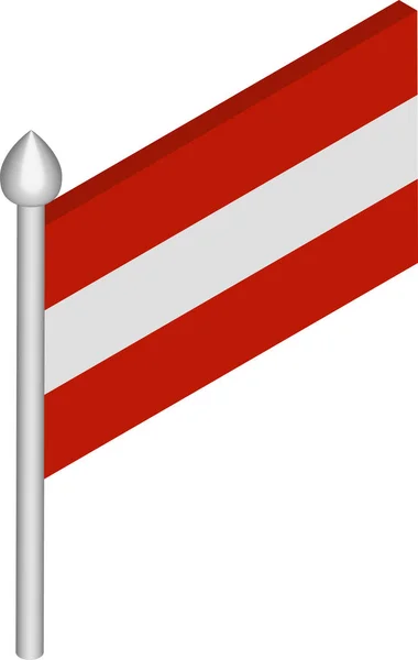 Vektorová izometrická ilustrace Flagpólu s rakouskou vlajkou — Stockový vektor